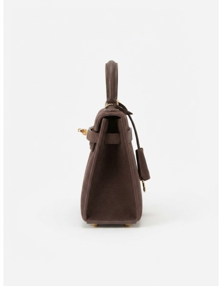 Mini Sac Cadenas Daim Chocolat Femme | Zerda