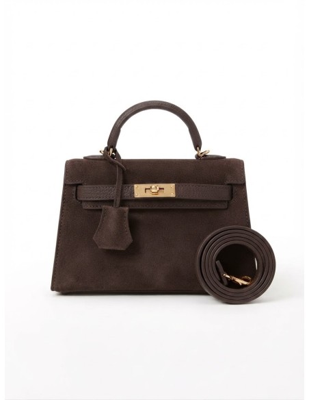 Mini Sac Cadenas Daim Chocolat Femme | Zerda