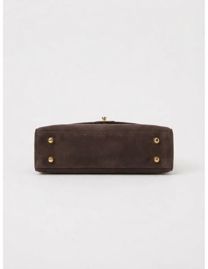 Mini Sac Cadenas Daim Chocolat Femme | Zerda