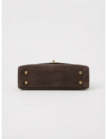 Mini Sac Cadenas Daim Chocolat Femme | Zerda