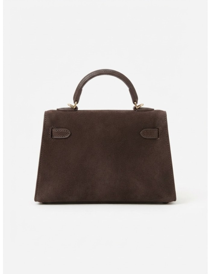 Mini Sac Cadenas Daim Chocolat Femme | Zerda
