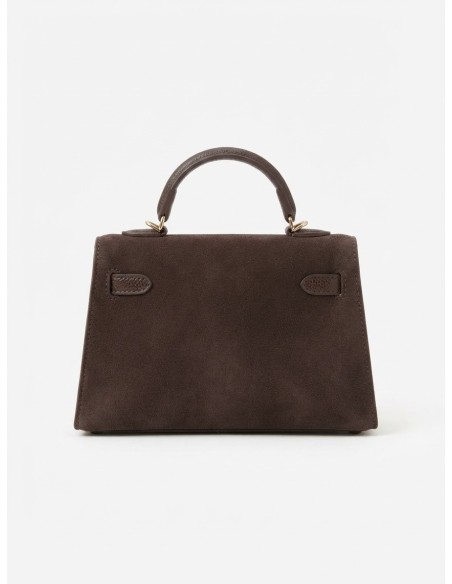 Mini Sac Cadenas Daim Chocolat Femme | Zerda