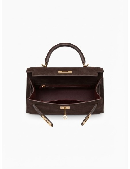 Mini Sac Cadenas Daim Chocolat Femme | Zerda