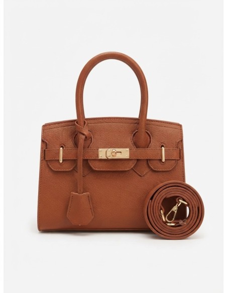 Mini Sac Cadenas Marron Femme | Zerda