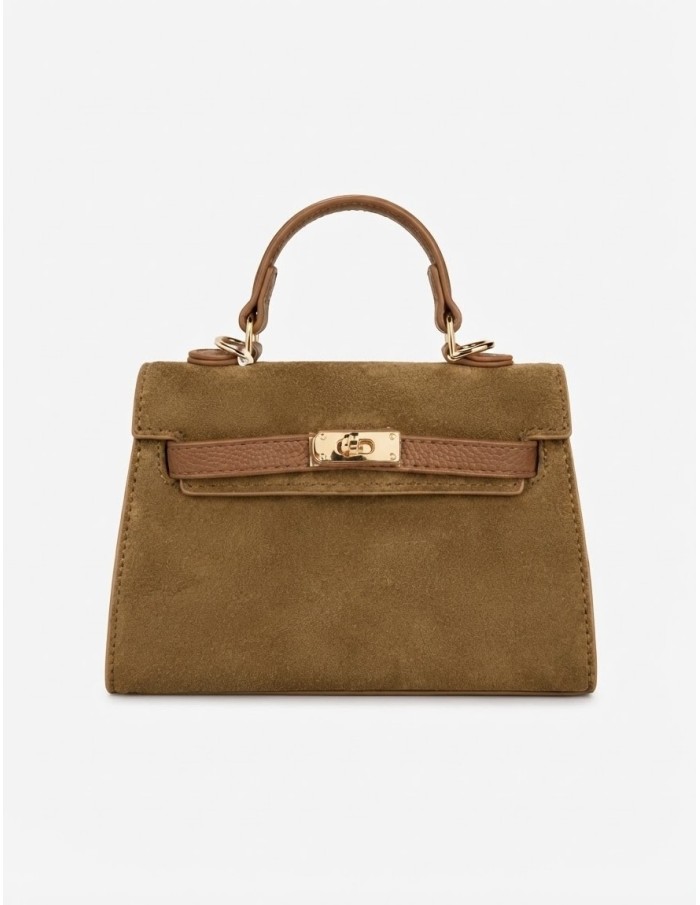 Mini Sac Cadenas Daim Marron Femme | Zerda