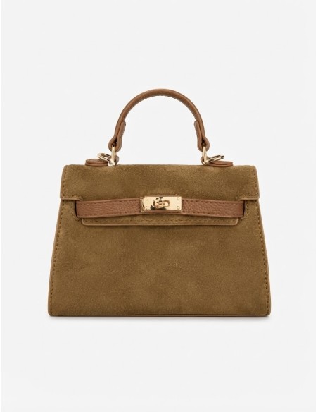 Mini Sac Cadenas Daim Marron Femme | Zerda