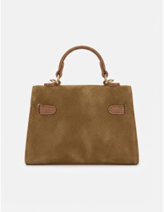 Mini Sac Cadenas Daim Marron Femme | Zerda