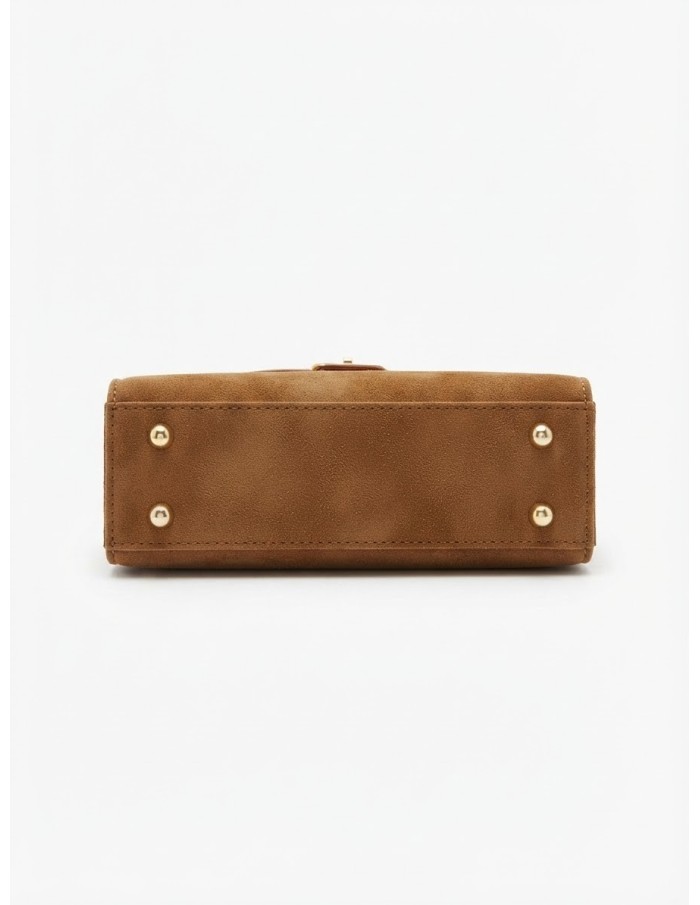 Mini Sac Cadenas Daim Marron Femme | Zerda