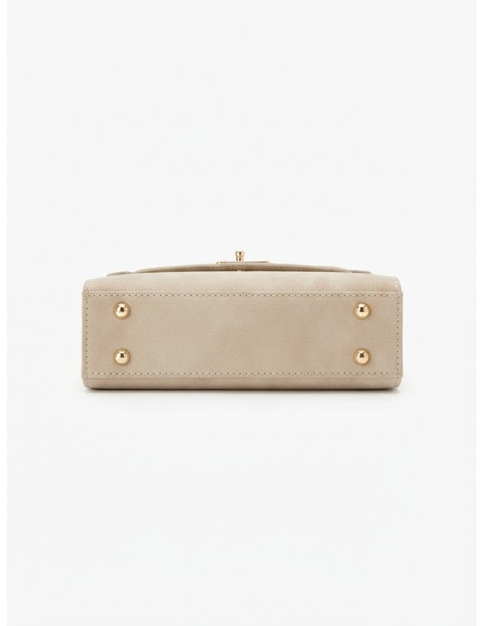 Mini Sac Cadenas Daim Beige Femme | Zerda