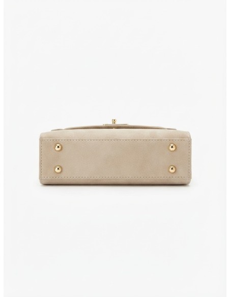 Mini Sac Cadenas Daim Beige Femme | Zerda
