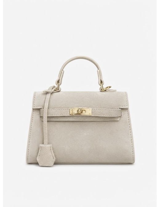 Mini Sac Cadenas Daim Beige Femme | Zerda