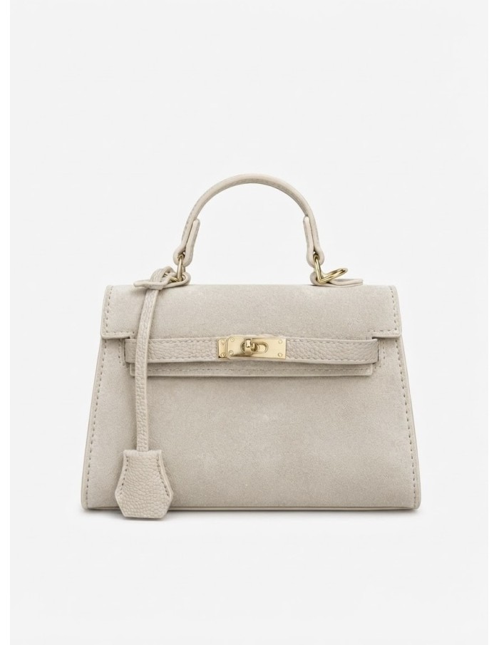Mini Sac Cadenas Daim Beige Femme | Zerda