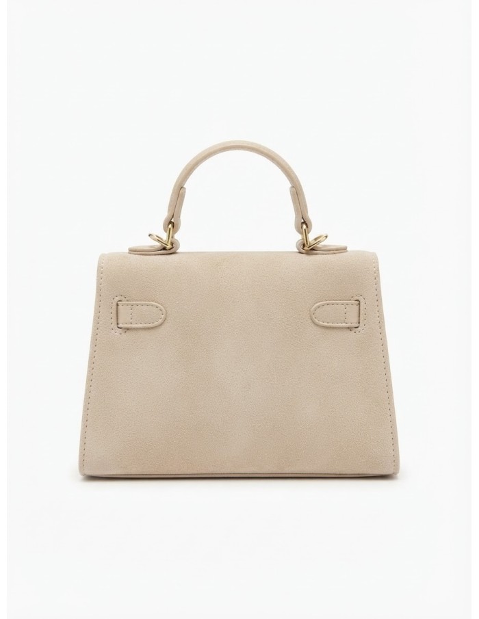 Mini Sac Cadenas Daim Beige Femme | Zerda