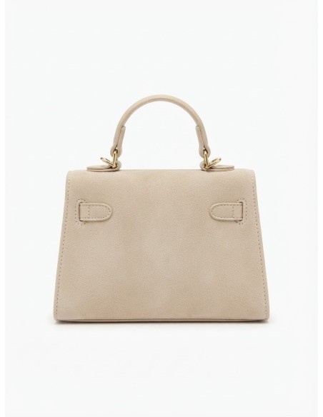 Mini Sac Cadenas Daim Beige Femme | Zerda