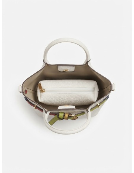 Sac Cabas Blanc Ceinture Verte | Zerda
