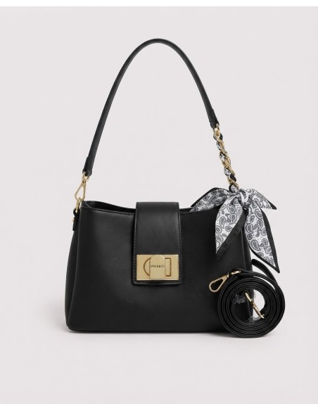 Sac Porté Épaule Noir Foulard Bandana | Zerda