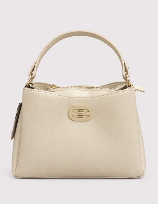 Sac Porté Épaule Beige Fermoir Doré | Zerda