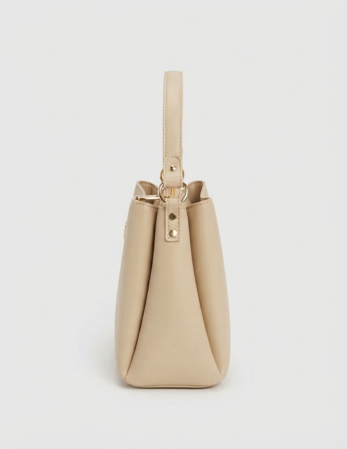 Sac Porté Épaule Beige Fermoir Doré | Zerda