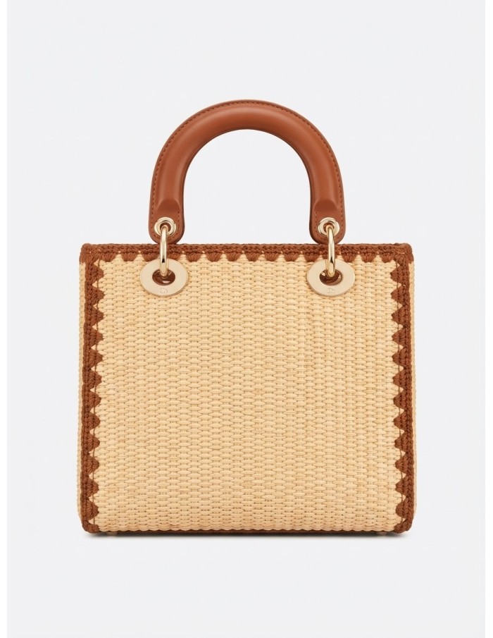 Sac Panier Marron Tressé Anneaux Dorés | Zerda