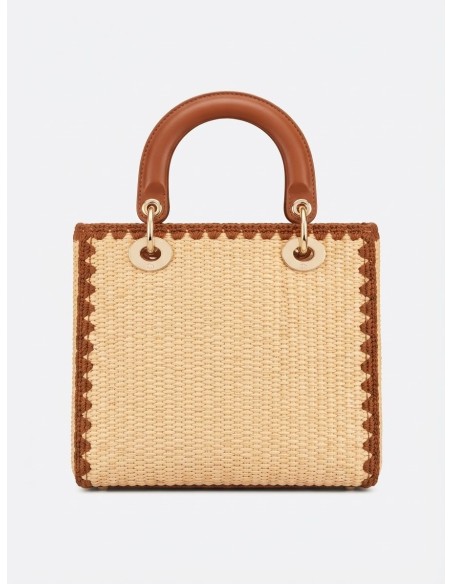 Sac Panier Marron Tressé Anneaux Dorés | Zerda