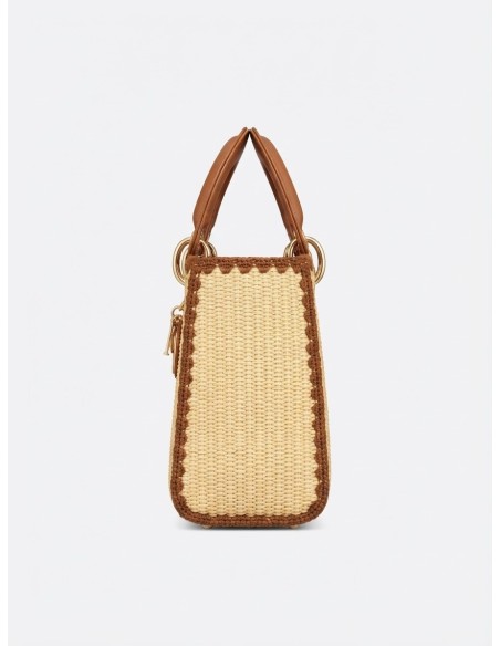 Sac Panier Marron Tressé Anneaux Dorés | Zerda