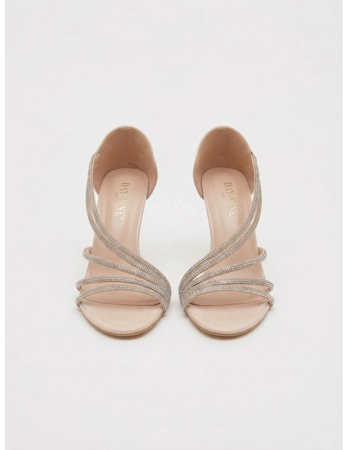 Sandales Nude Strass Talon Fin | Zerda