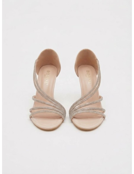 Sandales Nude Strass Talon Fin | Zerda
