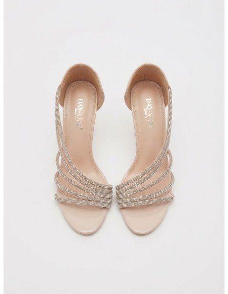 Sandales Nude Strass Talon Fin | Zerda