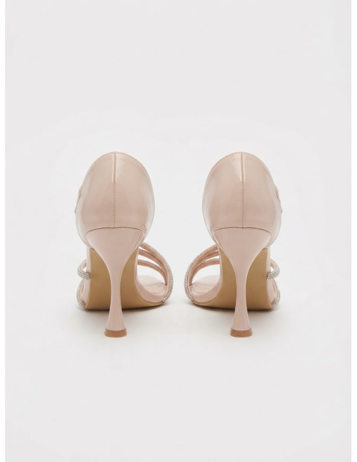 Sandales Nude Strass Talon Fin | Zerda