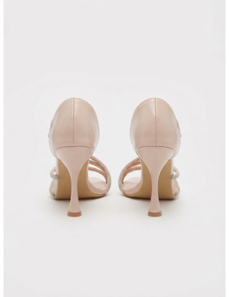 Sandales Nude Strass Talon Fin | Zerda