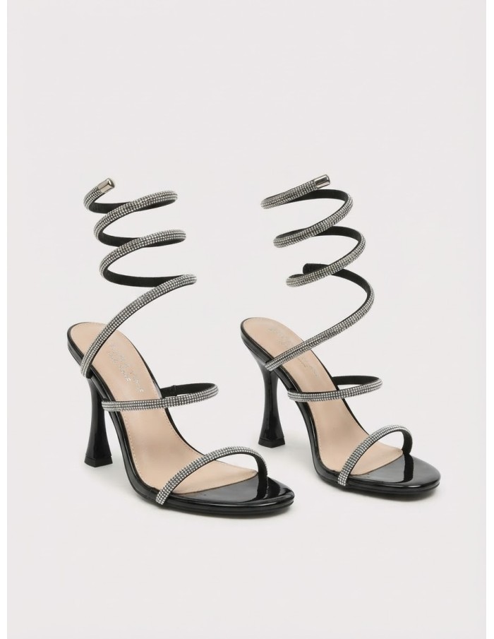 Chaussure Spirale Strass Noire Enroulée | Zerda