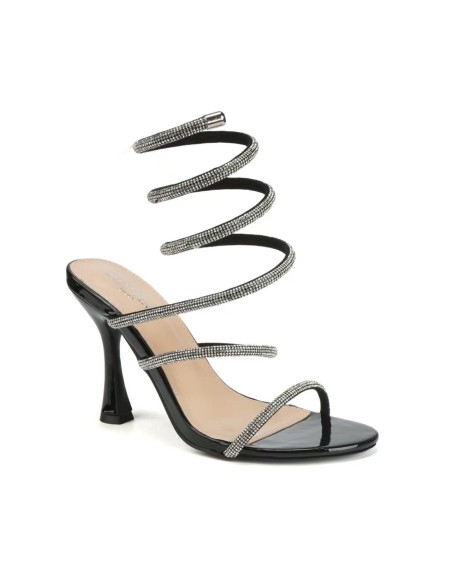 Chaussure Spirale Strass Noire Enroulée | Zerda