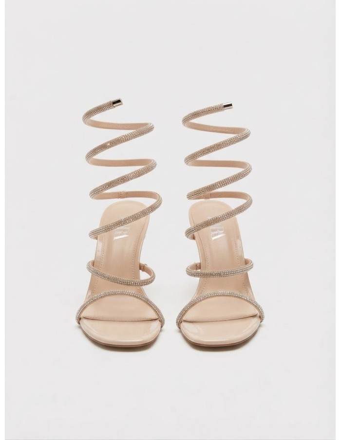 CHAUSSURE SPIRALE STRASS NUDE - FEMME
