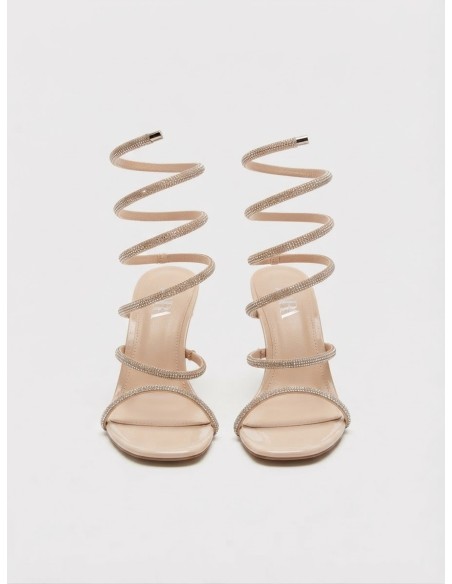 CHAUSSURE SPIRALE STRASS NUDE - FEMME