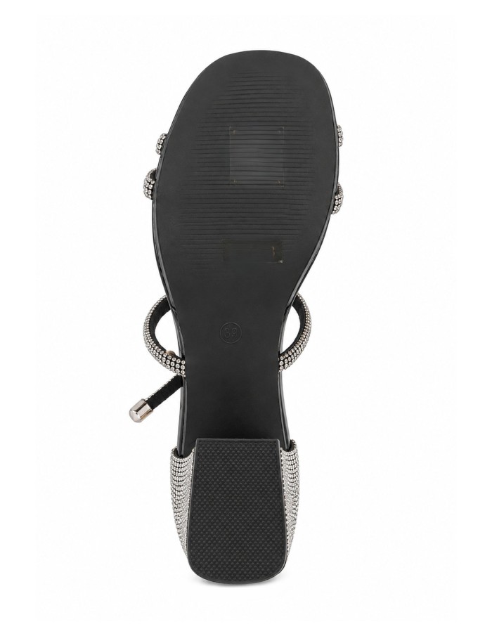 Chaussure Spirale Strass Talon Carré Noire | Zerda