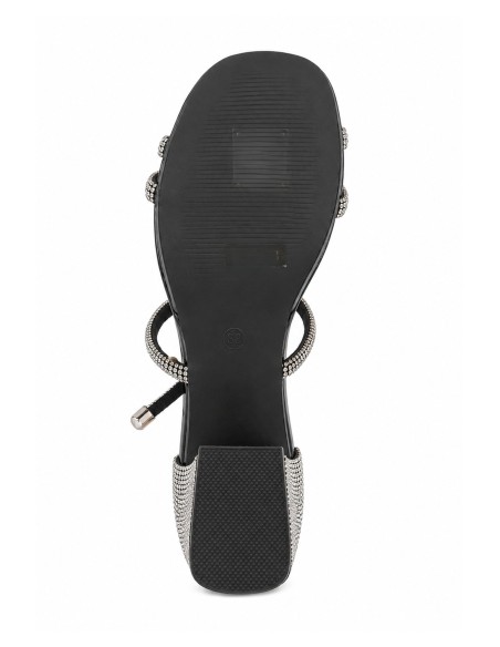 Chaussure Spirale Strass Talon Carré Noire | Zerda