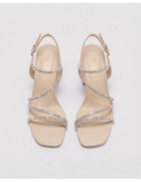 Chaussure Talon Carré Strass Nude | Zerda