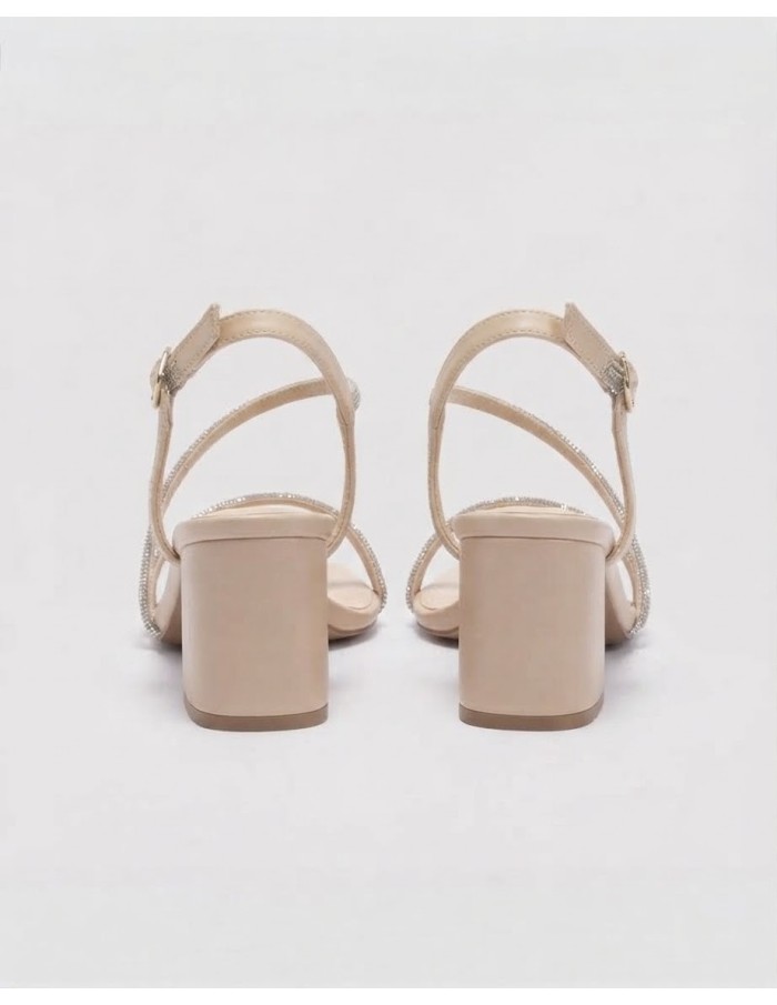 Chaussure Talon Carré Strass Nude | Zerda