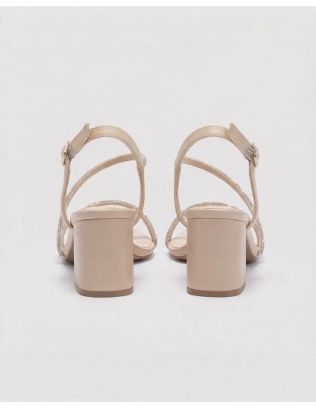 Chaussure Talon Carré Strass Nude | Zerda