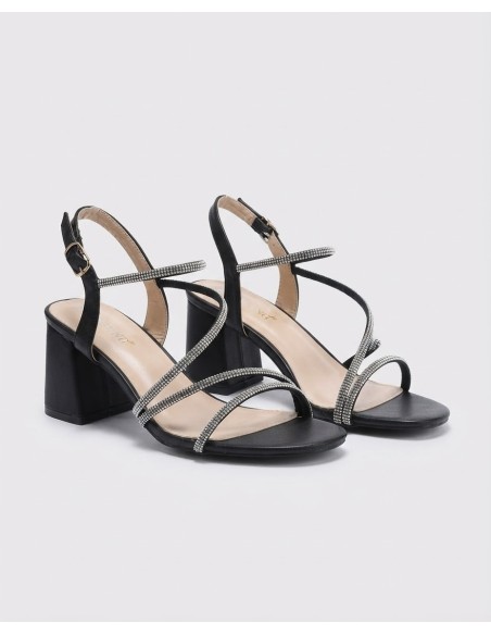 Chaussure Talon Carré Strass Noire | Zerda