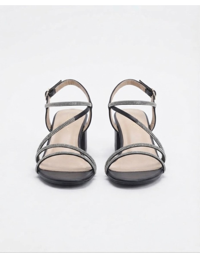 Chaussure Talon Carré Strass Noire | Zerda