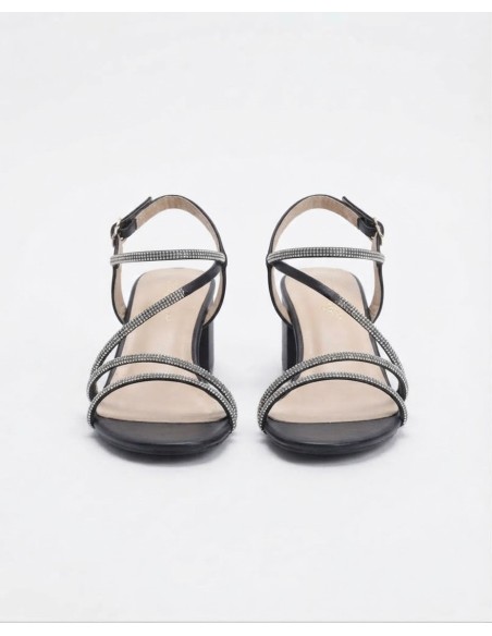 Chaussure Talon Carré Strass Noire | Zerda