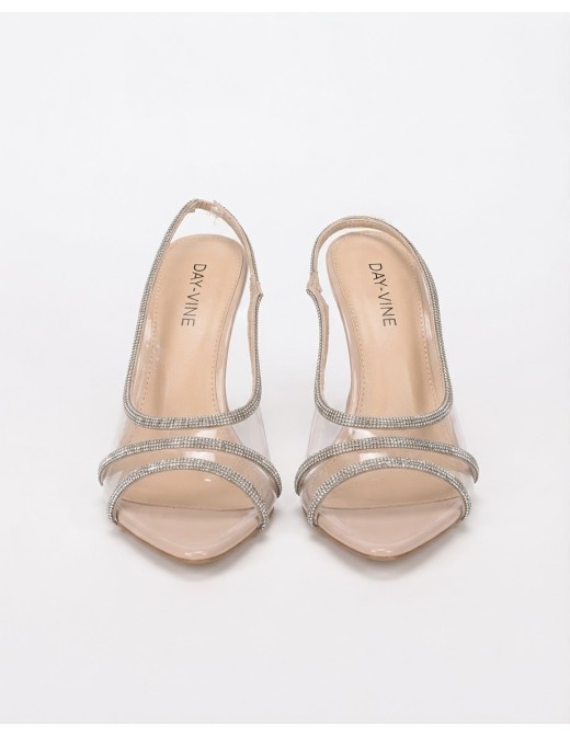 Chaussure Talon Pointu Strass Nude Transparent | Zerda 2