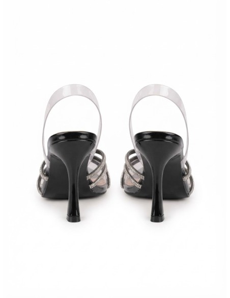 Chaussure Talon Pointu Noeud Strass Noire | Zerda