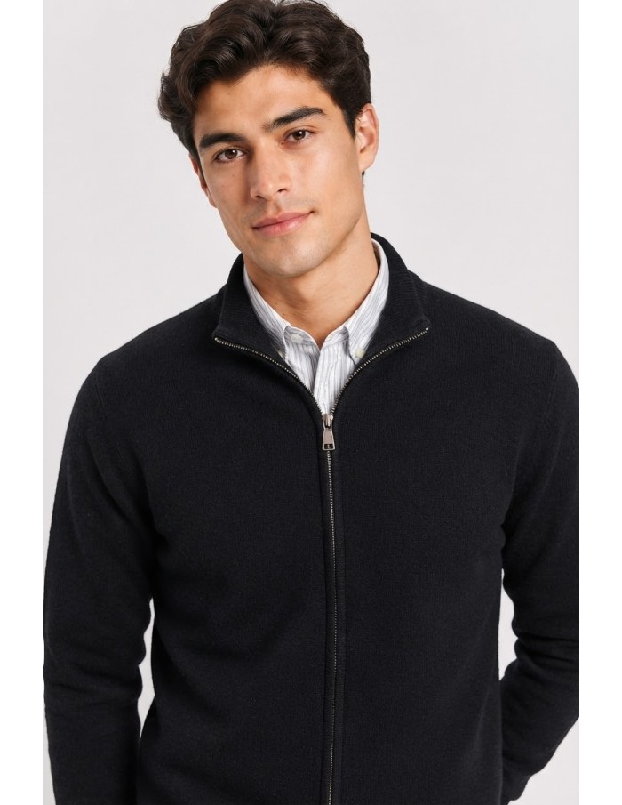Gilet Zippé Noir Homme Col Montant | Zerda