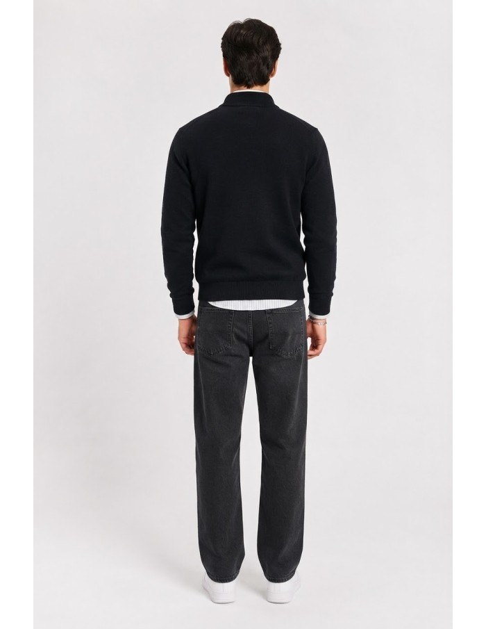 Gilet Zippé Noir Homme Col Montant | Zerda