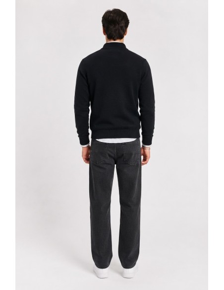 Gilet Zippé Noir Homme Col Montant | Zerda