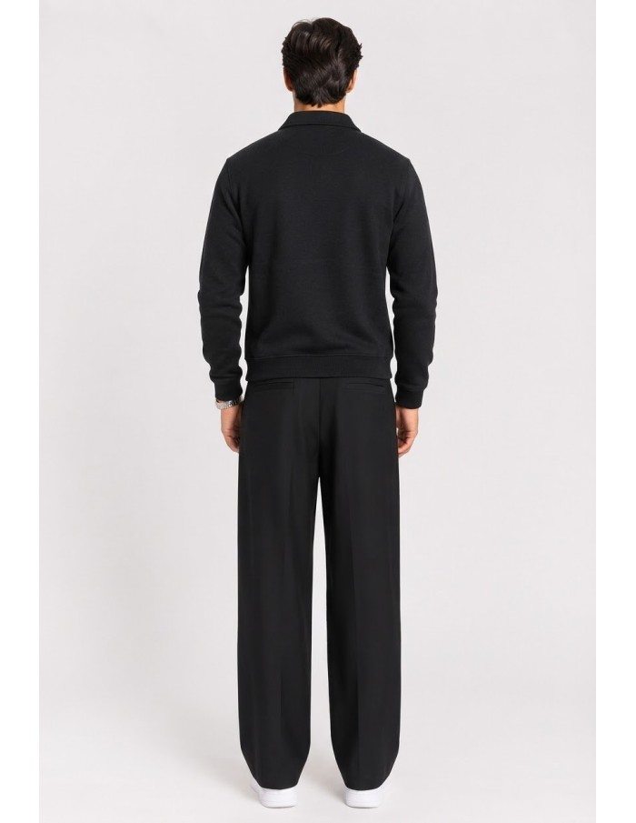Pantalon Large Plissé Noir Homme | Zerda