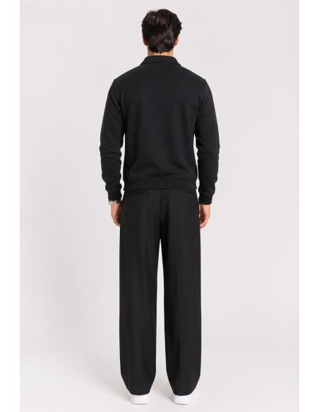 Pantalon Large Plissé Noir Homme | Zerda