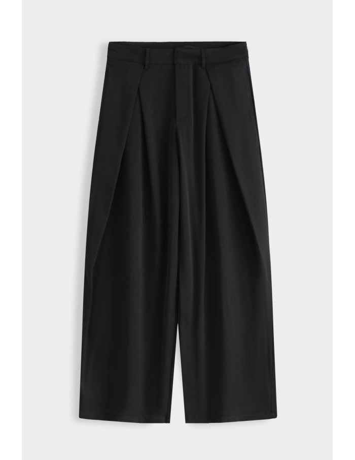 Pantalon Large Plissé Noir Homme | Zerda